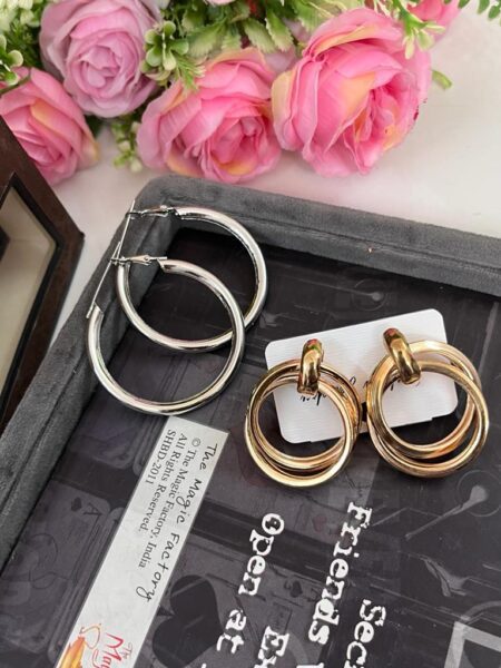 Beautiful Korean Golden & Silver Loops (Pack of 2) SR_2705
