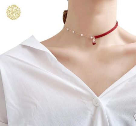Yu Fashions Velvet Pearl Choker Necklace SR_2969