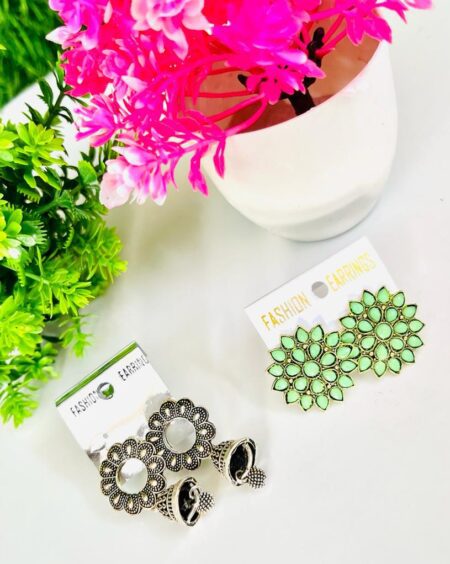 Beautiful silver Jhumki with Stud Earring SR_3323