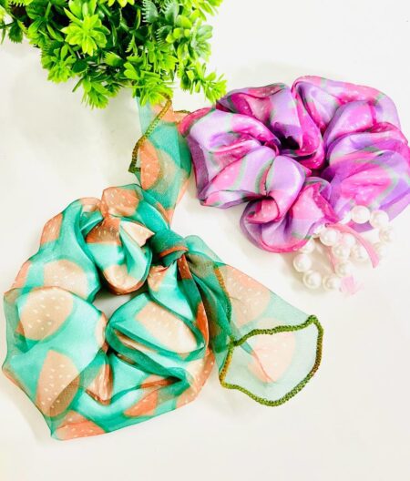 Beautiful Organza Tie Rubber Bands In Random Color SR_3447