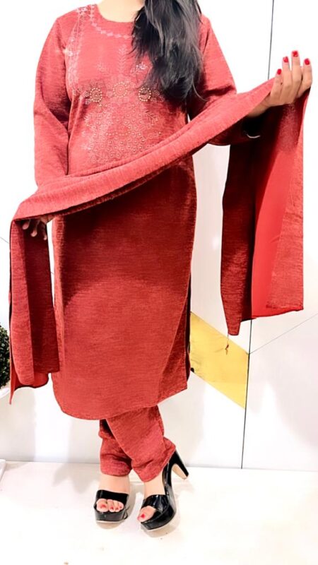 Woolen Warm Premium Quality Karachi Palazzo Suit With Stole SR_3917