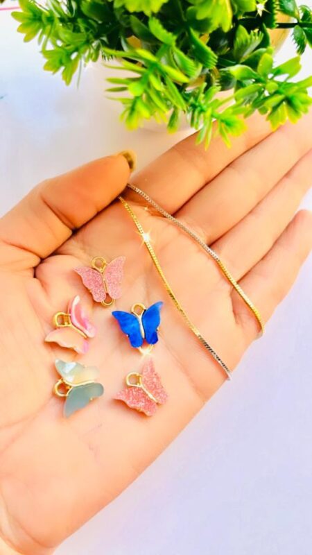Beautiful Butterfly Charms Necklace (5 Charms With Chain) SR_3568