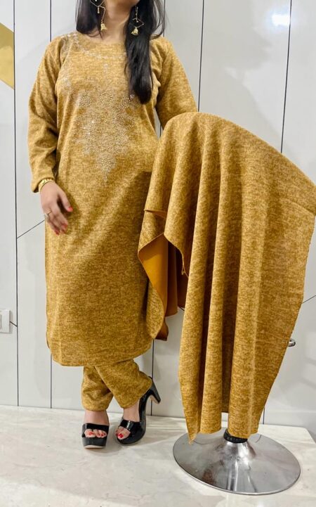 Woolen Warm Premium Quality Karachi Palazzo Suit With Stole SR_11379