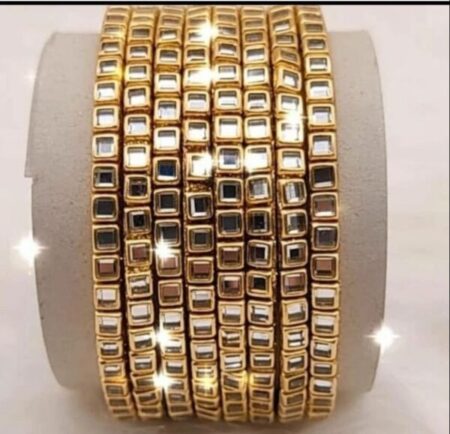 Beautiful Premium Quality Kundan Bangles for 8 PC SR_4591
