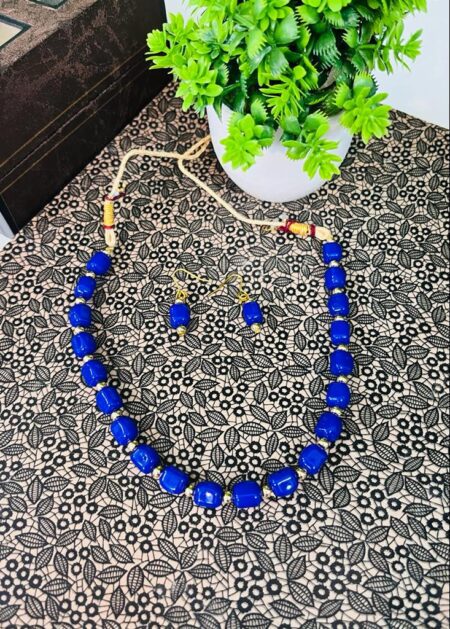 Beautiful Bead Square Mala With Earring SR_4610