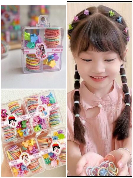 Beautiful Multi Color Rubber Bands & Small Clutcher Box (Pack of 1) SR_4816