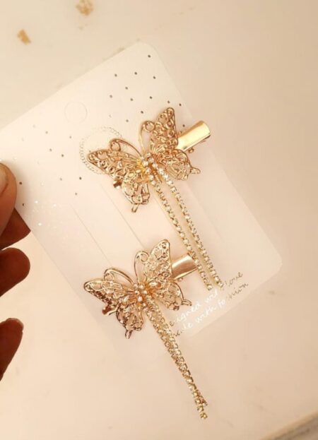 987Beautiful Golden Butterfly Hair pin (pack of 2) SR_7765