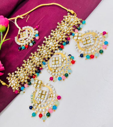 Beautiful Punjabi Kundan Earring With Tikka Set SR_5012