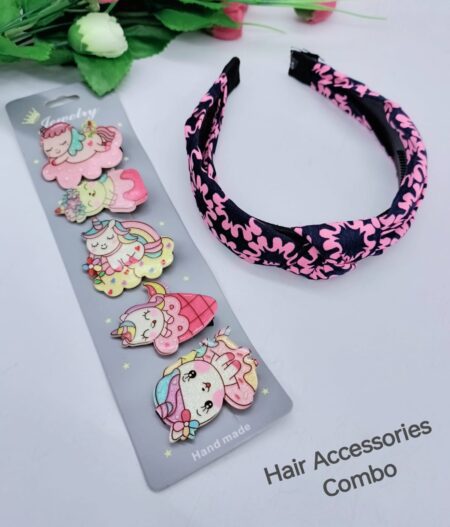 Beautiful Combo Of Hair Accessories 1 Hair band With 5 Pins In Random Color SR_5058