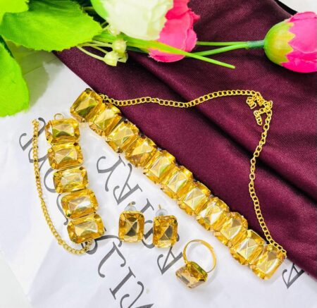 Beautiful Golden Neck lace With Earring SR_6017
