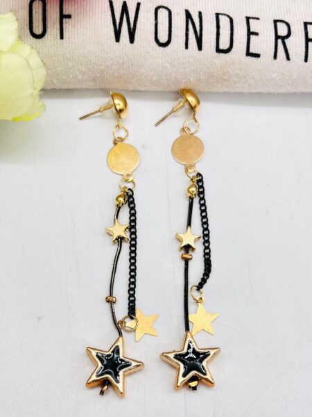 Beautiful Black & Golden Long Earring SR_4890