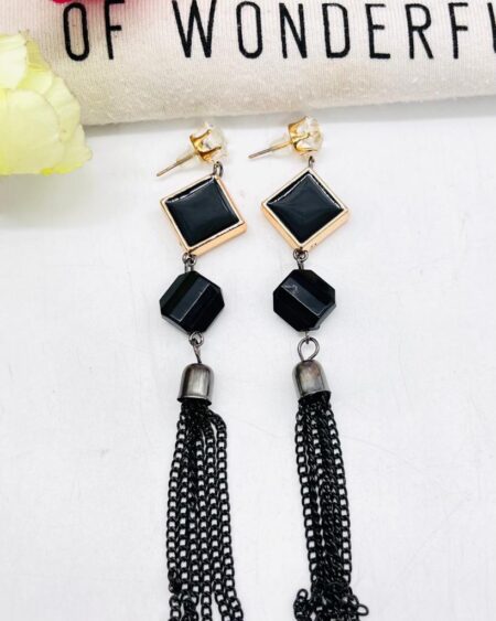 Beautiful Western Party Wear Black Long Earring SR_4884