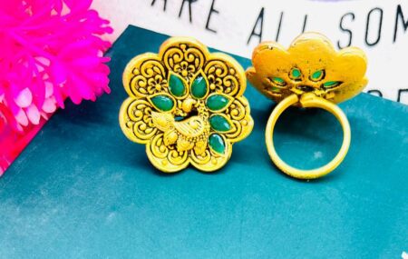 Beautiful Matte Look Adjustable Minakari Ring SR_4878