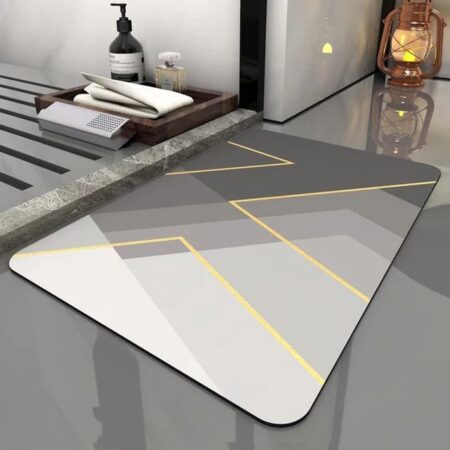 Bathroom Absorbent Carpet, Memory Foam Bath Mat, Bathroom Carpet In Random Design Square and ovalMat 1 Pcs. SR_8023