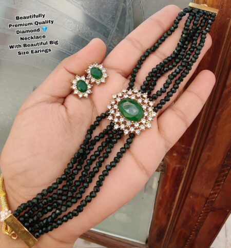 Beautifully Premium Quality Diamond Crystal 5 Layar Neaklace With Beautiful Tops SR_9333