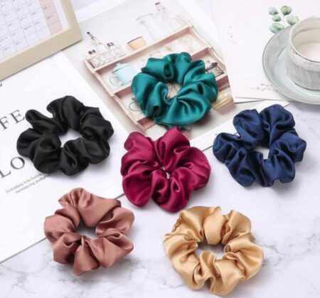 Satin Silk Scrunchie Hair Ponytail for Kids Girls and Women (Pack of 6) SR_9312