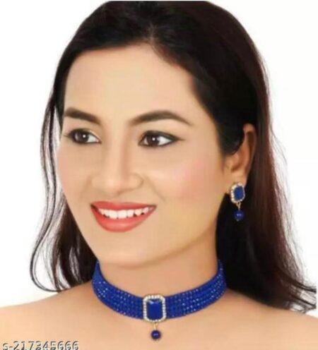 Beautiful Square Bead Necklace With Earrings SR_9523