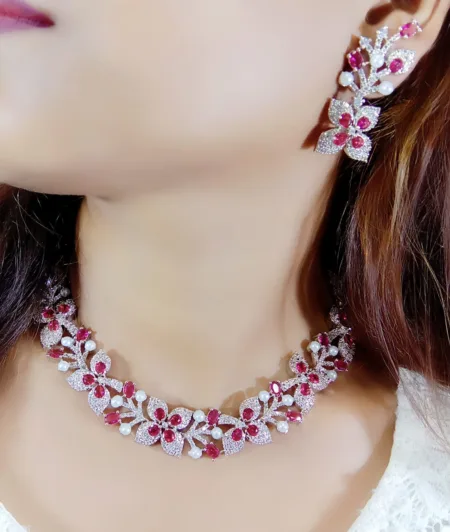 Pretty Beautifully Premium Quality Stylish Diamond 💎 Neaklace With Beautiful Earings  SR_9789