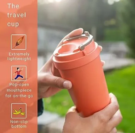 WALL WATER COFFEE CUP FOR HOME OUTDOOR WORKS  PORTABLE PLASTIC COFFEE CUP FOR TRAVEL, HOME, OFFICE, GIFT FOR TRAVEL LOVERS SR_9980