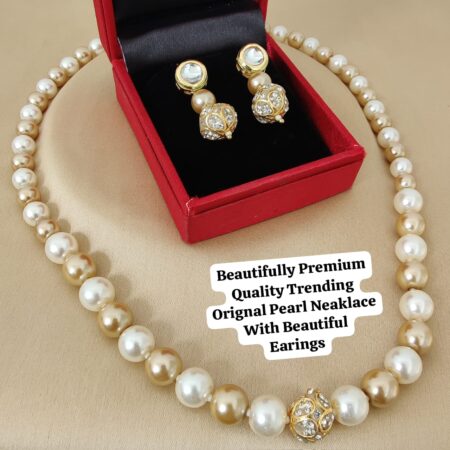 Pretty Premium Quality Orignal Pearl Neaklace Set With Beautiful Earings SR_11417
