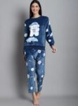 Beautiful New Crush Woolen Printed Super Comfy Wool Blend Fur Winter Night Suit (XXL Size) for Women SR_11435