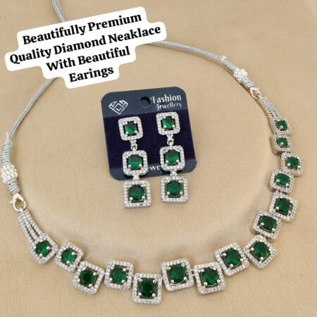 Precious Premium Quality Diamond Neaklace With Beautiful Earings SR_11392
