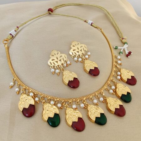 Precious Premium Quality Trending Dakh Neaklace With Beautiful Earings Like A Real Gold SR_11428