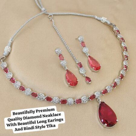 Precious Premium Quality Diamond Neaklace With Beautiful Earings With Tikka SR_11390