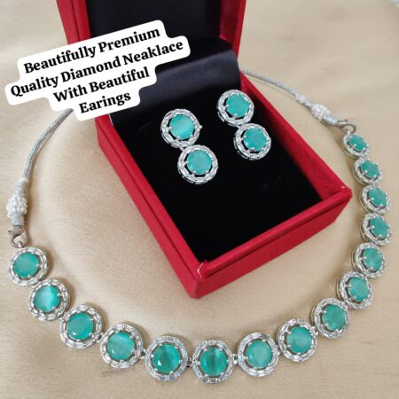 Precious Premium Quality Diamond Neaklace With Beautiful Earings SR_11420