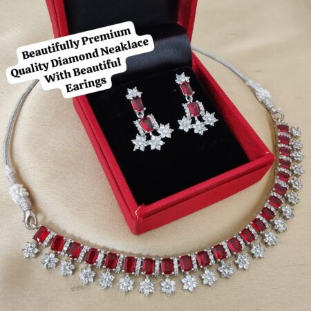 Precious Premium Quality Diamond Neaklace With Beautiful Earings SR_11421