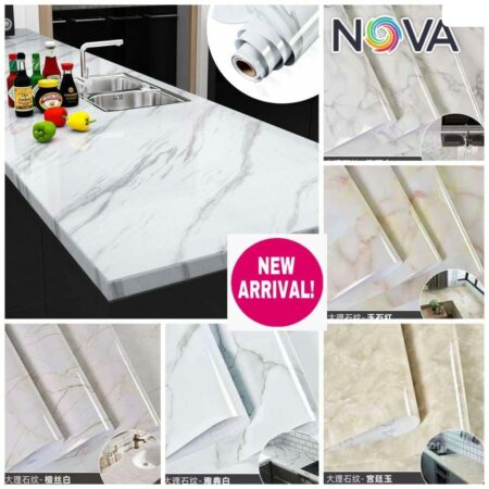 Beautiful (60*200) Marble Foil Kitchen Stickers Oil-Proof Waterproof Self Adhesive Wallpaper (White ,Silver, Black) SR_11508