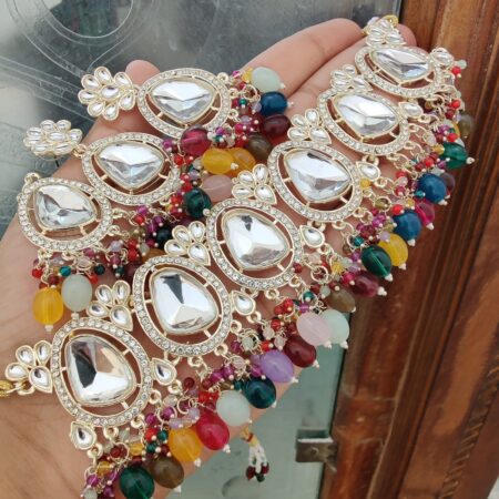 Precious Premium Quality Kundan Pearl Choker Neaklace With Beautiful Earings Tika Set SR_11388