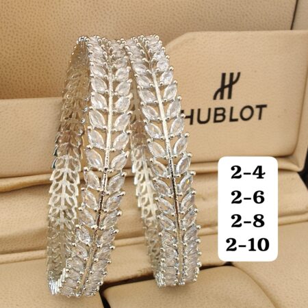 Pretty Premium Quality Original Diamond 2 Pcs Bangles 2-4 2-6 2-8 And 2-10 Available SR_11597