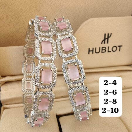 Pretty Premium Quality Original Diamond 2 Pcs Bangles 2-4 2-6 2-8 And 2-10 Available SR_11600