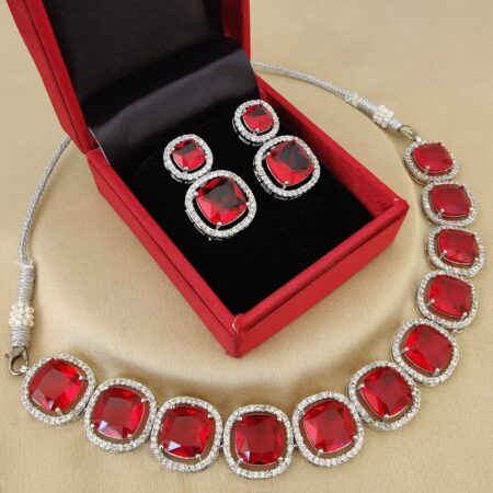 Precious Premium Quality Diamond Neaklace With Beautiful Earings SR_11653