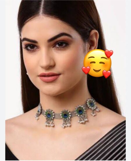 jewellery set in oxidised silver for womens SR_15190