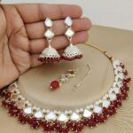 Pretty Beautifully Premium Quality Mirror With Pearl Neaklace With Beautiful Jumkie Earings And Bindi Tika Combo 💃💃💃💃💃💃💃💃💃💃💃 SR_15196