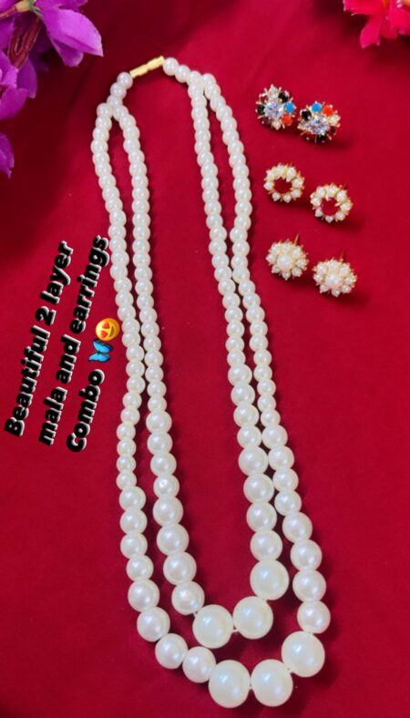 Beautiful 2 layer Mala And Earrings Combo SR_17097