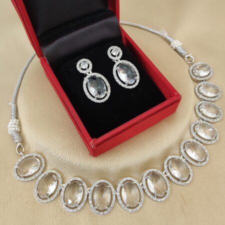 Pretty  Premium Quality Trending Diamond Neaklace With Beautiful Earings  SR_18811