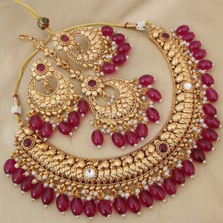 Pretty Premium Quality Trending Gold Plated Neaklace With Beautiful Earings Tika SR_18813