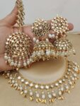 Pretty Premium Quality Kundan Pearl Neaklace With Beautiful Big Size Jumkie Earings With Tika 💃💃💃💃💃💃💃💃💃💃💃💃  SR_18889