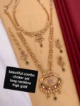 Pretty Beautiful combo Choker set With long NECKLINE Premium quality High gold.. SR_18896