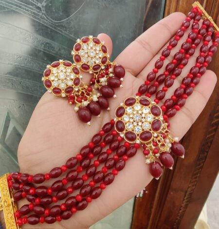 Pretty Premium Quality Monalisa Kundan Neaklace With Beautiful Earings SR_18918