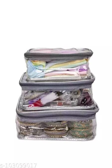 Beautiful (Pack of 3)Transparent PVC Waterproof Large Travel Toiletry Bag Cosmetic Bag Wash Bag Makeup Bag for Men, Women, Children (Small, Medium, Large) SR_19053