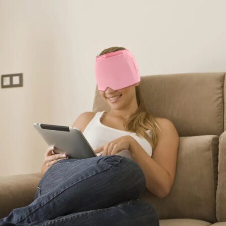 Migraine Headache Relief Cap with Ear Hole, 360°Hot&Cold Therapy Headache Cap Migraine, Odorless Headache Hangover Hat, Cold Compress Face Ice Pack Head Wrap for Tension Stress Sinus SR_19042