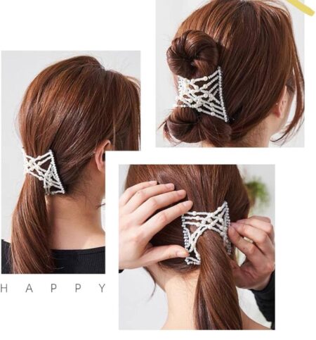 Hair Combs Elastic Pearls Hair Clips Stretchy Bead Hairpins Double Slides Hair Combs for Women ( Magic Comb) Pack of 1 SR_19083