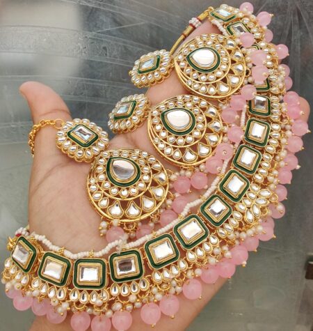 Pretty Premium Quality Kundan Neaklace With Beautiful Big Size Earings Tika SR_19093