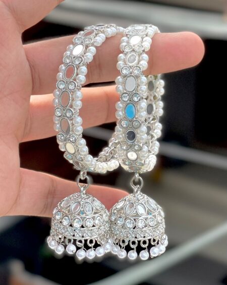 Pretty  Premium Quality Rhodium Polish Mirror 🪞 Latkan Bangles… Size 2/4 2/6 2/8 2/10 SR _19217