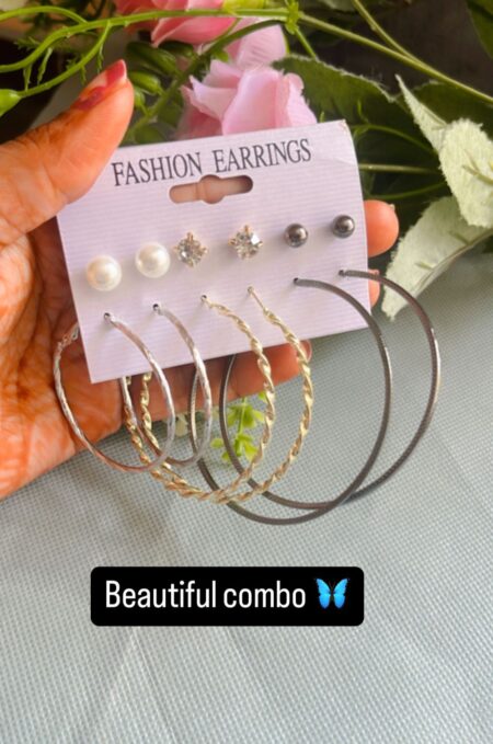 Beautiful Set of 6 Gold-Plated Earrings SR_19435