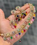 Premium Quality Reverse Diamond Neaklace With Beautiful Jumkie Earings And Tika SR_19499